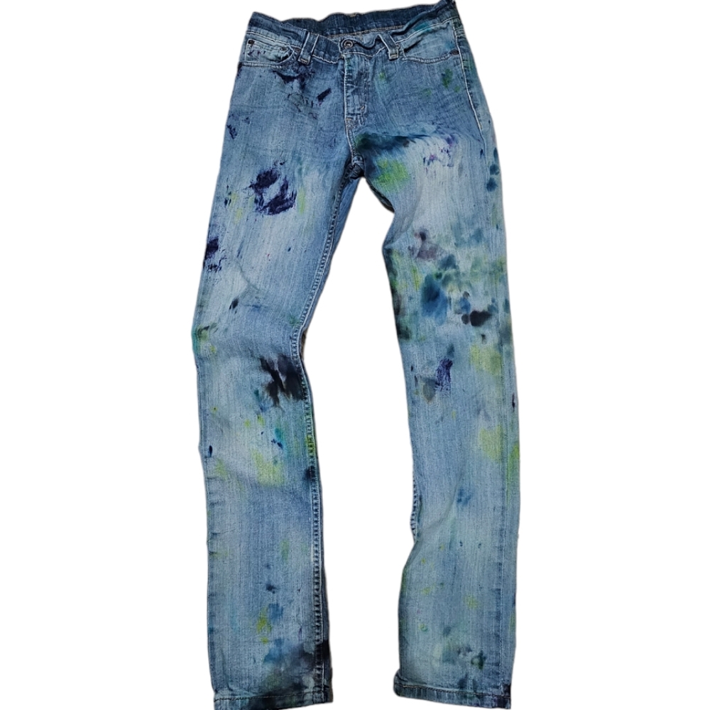 Upcycled Levi's 510 Skinny Jean's Custom Dyed Dye 30 x 32 Ooak vintage Festival